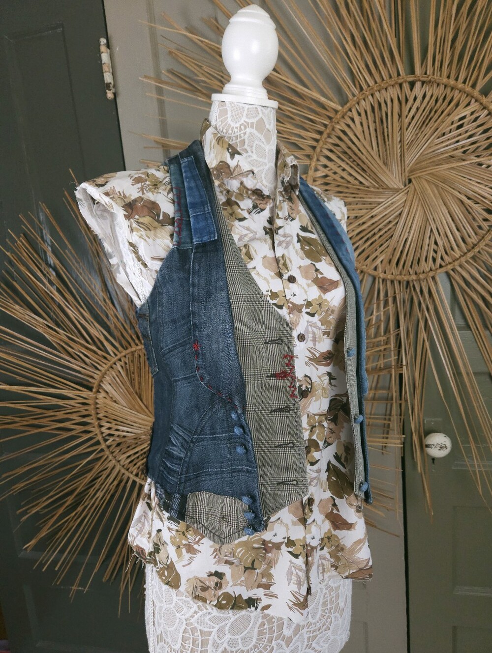 Desigual Vintage Patchwork Denim Vest And Top Used in Mean Girls Broadway XS/S